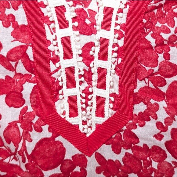 Tory Burch Red Floral Crochet Ribbon Details Blouse - Picture 5 of 15